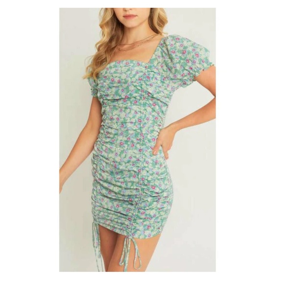 Love Tree Ruched Pink Bodycon Mini Dress with Drawstring - Picture 11 of 11